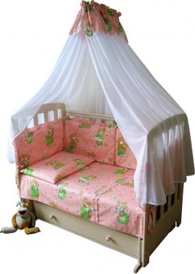 Комплект постельный для малышей Ночка Медвежата 6 (розовый) - балдахин в комплект не входит