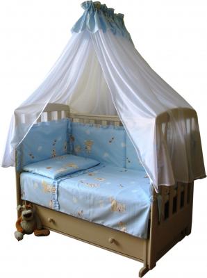 Комплект постельный для малышей Ночка Мишки с пчёлами 5 (голубой) - бампер и балдахин в комплект не входят