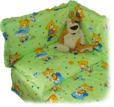 Комплект постельный для малышей Ночка Медвежата 5 (салатовый) - бампер в комплект не входит