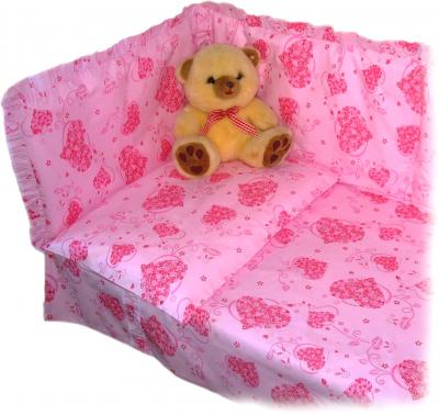 Комплект постельный для малышей Ночка Сердечки 5 (розовый) - бампер в комплект не входит