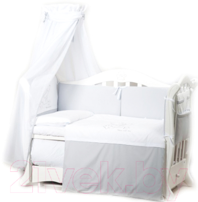 Комплект постельный для малышей Twins Dolce D-008 Loving Bear (белый/серый)