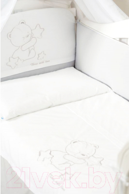 Комплект постельный для малышей Twins Dolce D-008 Loving Bear (белый/серый)
