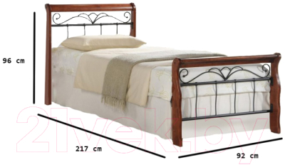 Односпальная кровать Halmar Veronica 90x200 (античная черешня/черный)