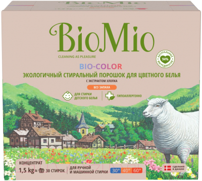 Стиральный порошок BioMio Bio-Color для цветного белья с экстрактом хлопка (1.5кг)