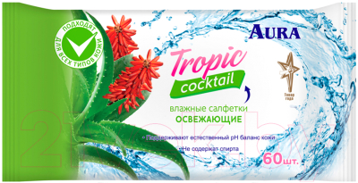 Влажные салфетки Aura Tropic Coctail (60шт)