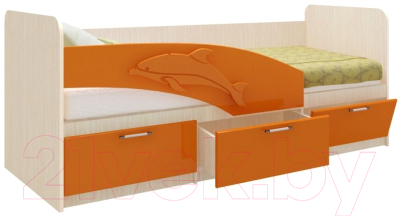 Кровать-тахта детская Олмеко Дельфин 06.222 (оранжевый)