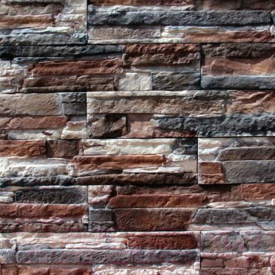 Декоративный камень бетонный Royal Legend Афины бежево-коричневый с серым 22-189 (375x85x5-12)