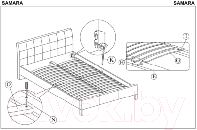 Двуспальная кровать Halmar Samara 2 160x200 (серый/орех)