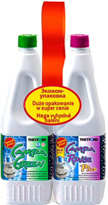 Набор жидкостей для биотуалета Thetford Duopack Campa Green + Rinse Plus (1.5л+1.5л)