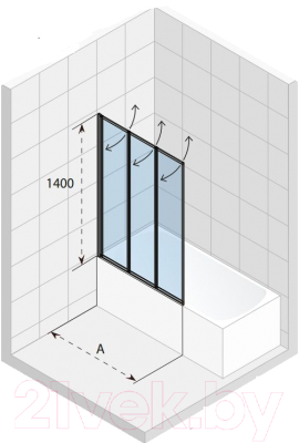 Стеклянная шторка для ванны Riho VZ Alta GI0100100 (100x140)