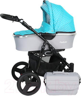 Детская универсальная коляска Genesis Fashion 3 в 1 (серый/синие цветы)