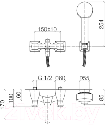 Смеситель Villeroy & Boch Square 25 133 910 00