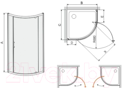 Душевой уголок Sanplast KP1DJ/TX5b-90-S biewW0