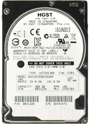 Жесткий диск HGST Ultrastar C10K1800 300Gb (HUC101830CSS204)