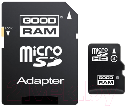 Карта памяти Goodram microSDHC (Class 4) 4GB + адаптер (M40A-0040R11)