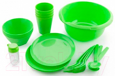 Набор пластиковой посуды Berossi Picnic Mini ИК 22638000 (салатовый)