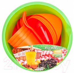 Набор пластиковой посуды Berossi Picnic Mini ИК 22640000 (мандарин)