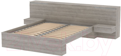 Двуспальная кровать 3Dom Фореста РС002 (дуб аутентик серый)