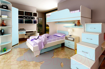 Односпальная кровать 3Dom Слимпи СП003 (акация молдавская/аква)