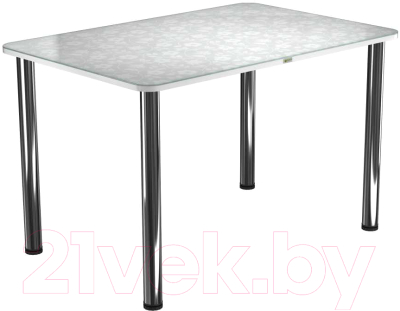 Обеденный стол Васанти Плюс ПРФ 120x80 (хром/Жасмин белый)