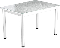 Обеденный стол Васанти Плюс ПРФ 120x80/3/ОБ (белый/Капли белые) - 