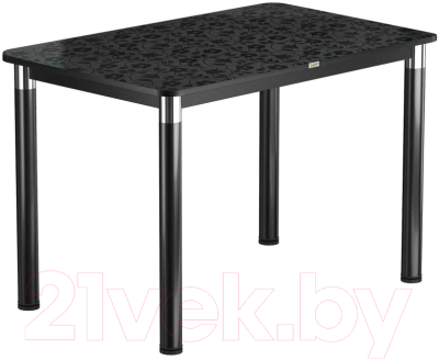 Обеденный стол Васанти Плюс Васанти-1 120x80/ОЧ (черный/хром/Жасмин Ч)