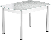 Обеденный стол Васанти Плюс БРФ 100/132x60Р/ОБ (белый/Капли белые) - 