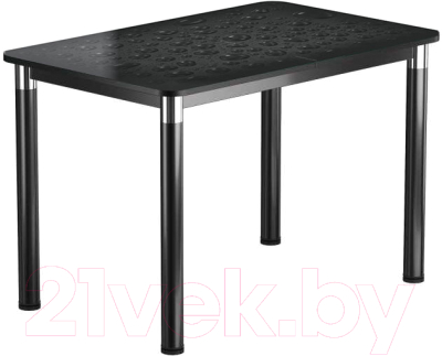 Обеденный стол Васанти Плюс Классик 120/178x80/ОЧ (черный/хром/Капли черные)