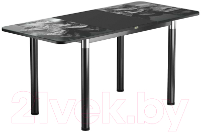 Обеденный стол Васанти Плюс Классик 110/158x70/ОЧ (черный/хром/98)