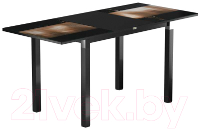 Обеденный стол Васанти Плюс Люкс 110/158x70/ОЧ (черный/хром/112)