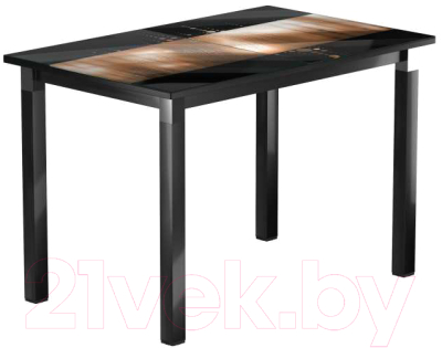 Обеденный стол Васанти Плюс Люкс 110/158x70/ОЧ (черный/хром/112)