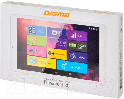 Планшет Digma Plane 1601 8GB 3G / PS1060MG (белый)