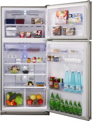 Холодильник с морозильником Sharp SJ-SC55PVBK - с открытой дверью