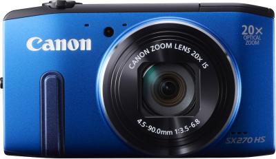 Компактный фотоаппарат Canon PowerShot SX270 HS Blue - вид спереди