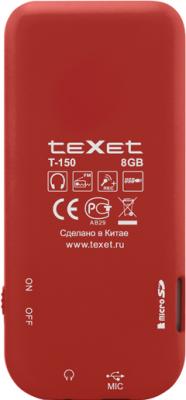 MP3-плеер Texet T-150 (8GB, красный) - вид сзади