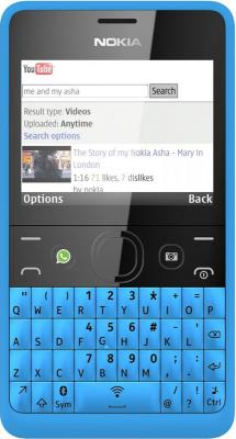 Мобильный телефон Nokia Asha 210 Dual (Cyan) - вид спереди
