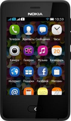 Мобильный телефон Nokia Asha 501 Dual (Black) - вид спереди