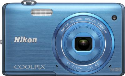 Компактный фотоаппарат Nikon S5200 Blue - вид спереди