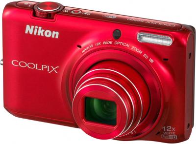 Компактный фотоаппарат Nikon S6500 Red - общий вид
