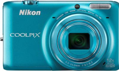 Компактный фотоаппарат Nikon S6500 Blue - вид спереди
