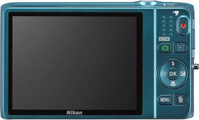 Компактный фотоаппарат Nikon S6500 Blue - вид сзади