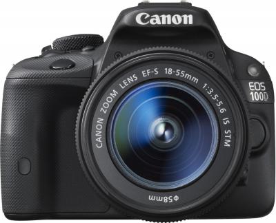 Зеркальный фотоаппарат Canon EOS 100D Kit 18-55 IS STM (черный) - вид спереди