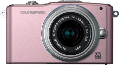 Беззеркальный фотоаппарат Olympus E-PM1 Kit 14-42mm Rose - вид спереди