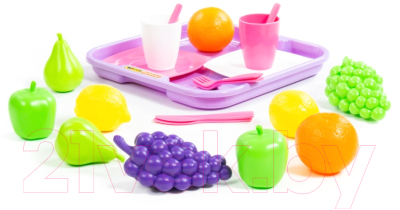 Набор игрушечной посуды Полесье Набор продуктов №2 с посудкой и подносом / 46970 (21эл, в сеточке)