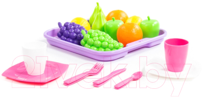 Набор игрушечной посуды Полесье Набор продуктов №2 с посудкой и подносом / 46970 (21эл, в сеточке)