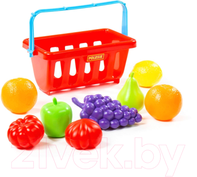 Корзина игрушечная Полесье Набор продуктов с корзинкой №2 / 46963 (9эл, в сеточке)