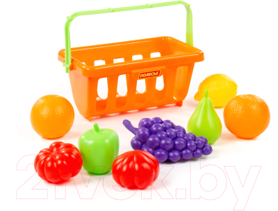 Корзина игрушечная Полесье Набор продуктов с корзинкой №2 / 46963 (9эл, в сеточке)