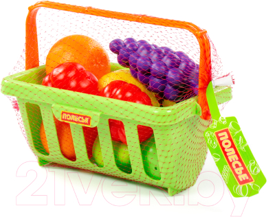 Корзина игрушечная Полесье Набор продуктов с корзинкой №2 / 46963 (9эл, в сеточке)