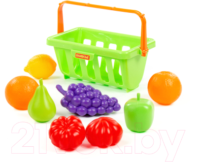 Корзина игрушечная Полесье Набор продуктов с корзинкой №2 / 46963 (9эл, в сеточке)