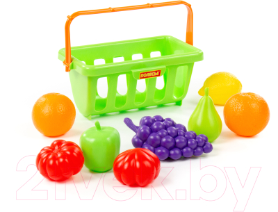 Корзина игрушечная Полесье Набор продуктов с корзинкой №2 / 46963 (9эл, в сеточке)